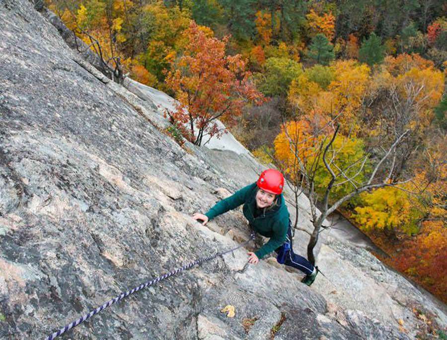 Plymouth student rock climbing