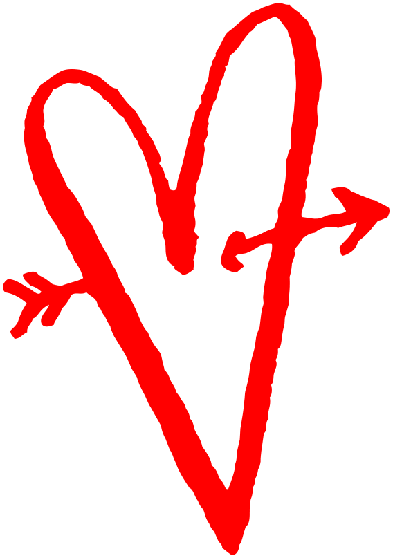 A red heart with an arrow through it graphic