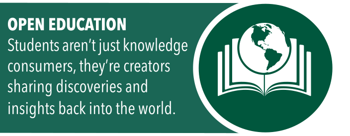 Open Education Students aren’t just knowledge consumers, they’re creators sharing discoveries and insights back into the world.