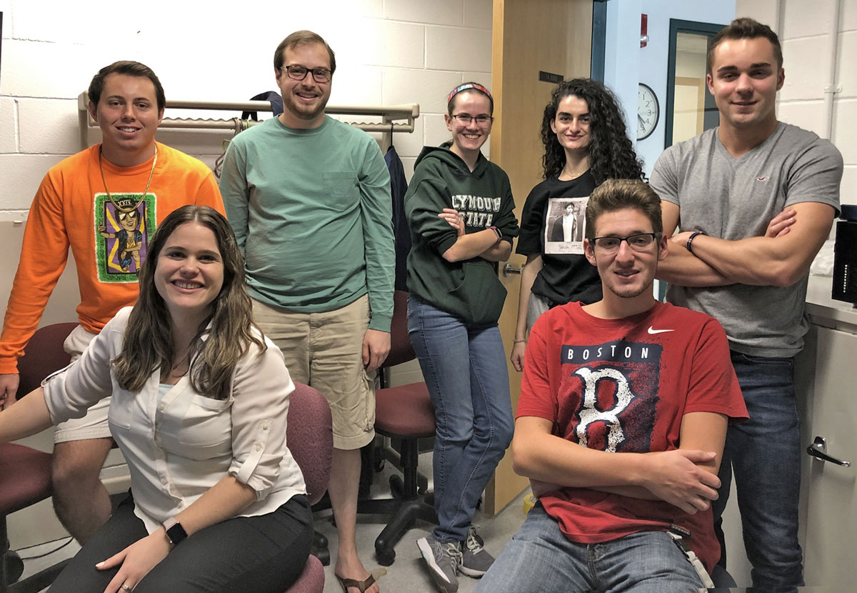 Kristen Massaro ’11 (in white) leading a “Max” weather software training session with PSU undergraduate meteorology students in 2019