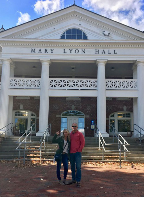 Kristin ’92 and Brian Borselli ’92 recently returned to visit Plymouth State and to see her favorite dorm