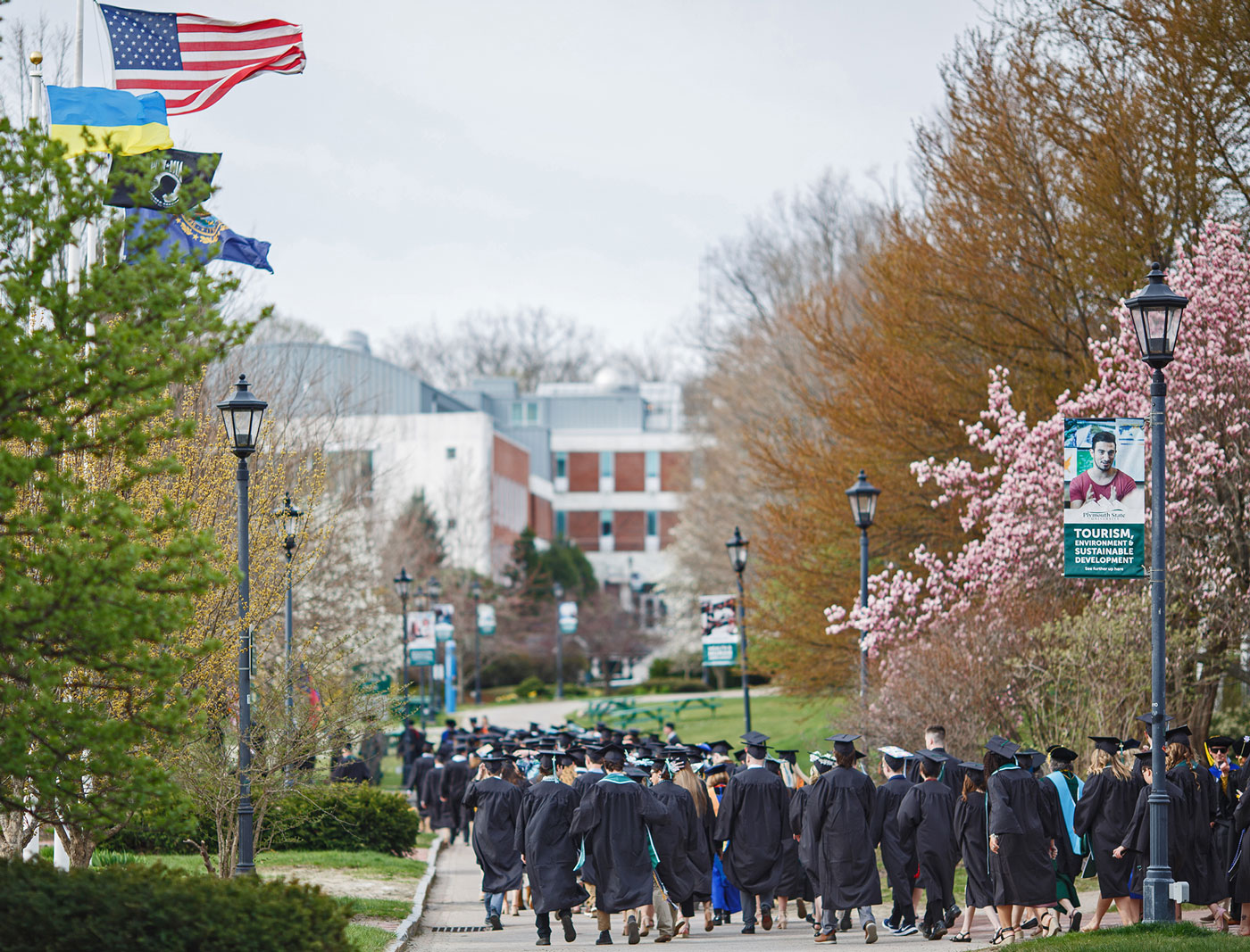 Graduates walking in a large group