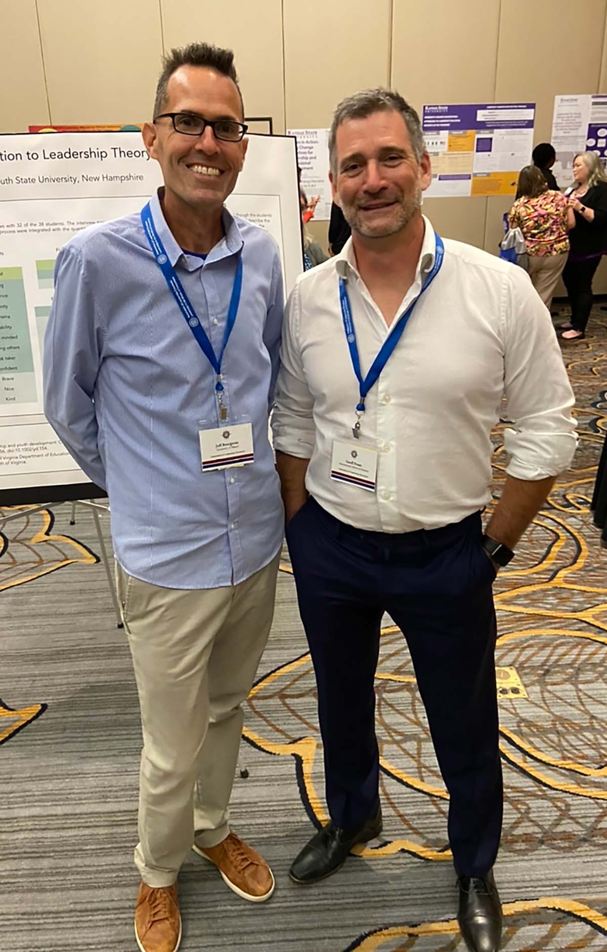 Jeff Bourgeois ’95 (on left) and Geoff Peate ’15G crossed paths at the 2022 Association of Leadership Educators in Kansas City, MO.